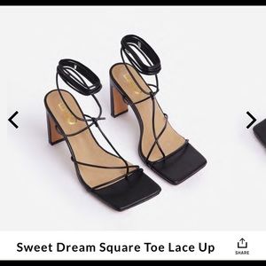 Square Toe Black Heels